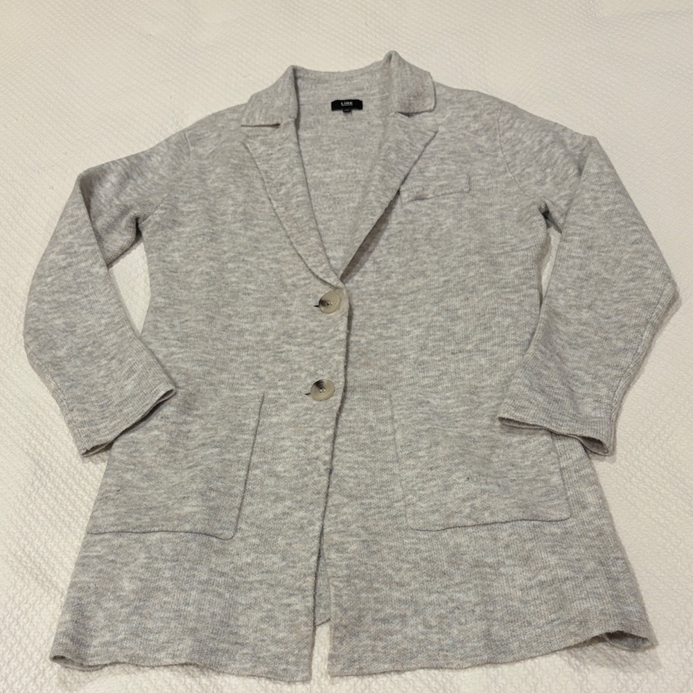 Gray Women's Knit Blazer Coat